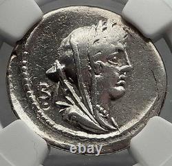 République Romaine 102bc Cybele Victory Chariot Stork Ancient Silver Coin Ngc I59832