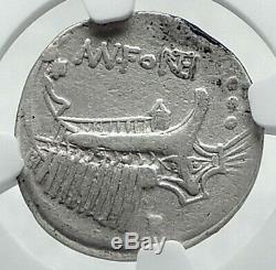 République Romaine 108bc Rome Dioscuri Gemini Galley Ancien Argent Monnaie Ngc I78534