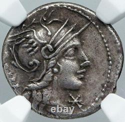 République Romaine 117bc Rome Vieille Pièce D'argent Antique Victoire Chariot Ngc I88665