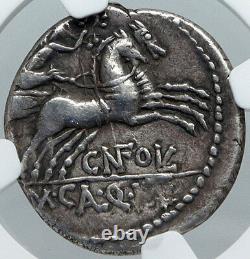République Romaine 117bc Rome Vieille Pièce D'argent Antique Victoire Chariot Ngc I88665
