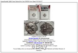 République Romaine 122bc Rome Antique Argent Monnaie Jupiter Cheval Chariot Ngc I62457