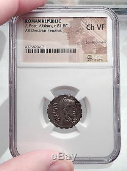 République Romaine 81bc Rome Tribus De L'espagne Défaites Province Argent Monnaie Ngc I60191