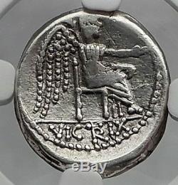 République Romaine 89bc Rome Oaic Quinarius Authentique Antique Argent Monnaie Ngc I59936