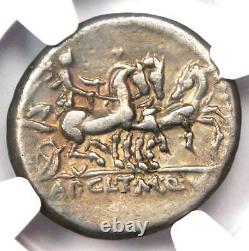 République Romaine A. Cl. Pulcher Ar Denarius Coin 110 Bc Certifié Ngc Vf