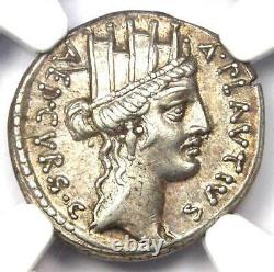 République Romaine A. Plautius Ar Denarius Camel Coin 55 Bc Certifié Ngc Au