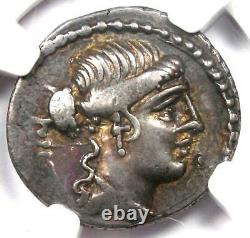 République Romaine Albinus Bruti Ar Denarius Coin 48 Bc Certifié Ngc Choice Vf