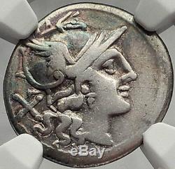 République Romaine Anonyme 211bc Twins Gemini Sur Les Chevaux Silver Coin I61984