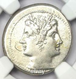 République Romaine Anonyme Ar Quadrigatus Dioscuri Janiform Coin 225 Av. J.-c. Ngc Xf