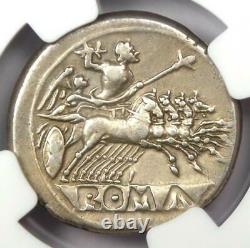 République Romaine Anonyme Ar Quadrigatus Dioscuri Janiform Coin 225 Av. J.-c. Ngc Xf