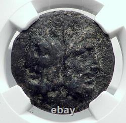 République Romaine As 86bc Authentic Ancient Rome Coin Janus Galley Ship Ngc I81371
