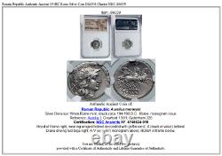 République Romaine Authentique Antique 194bc Rome Silver Coin Diana Chariot Ngc I86039