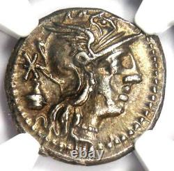 République Romaine C. Cassius Ar Denarius Silver Coin 126 Bc Certified Ngc Au