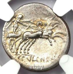 République Romaine C. Cl. Pulcher Ar Denarius Silver Coin 110 Bc Certifié Ngc Xf