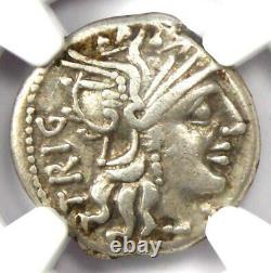République Romaine C. Cur. Trigeminus Ar Denarius Coin 142 Bc Certifié Ngc Vf