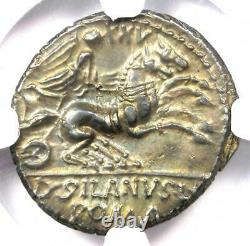 République Romaine D. Silanus Lf. Ar Denarius Roma, Chevaux Coin 91 Av. Ngc Choice Au