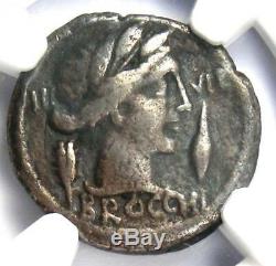 République Romaine L. Fur. Brocchus Ar Denarius Coin 63 Bc Certifié Ngc Fin