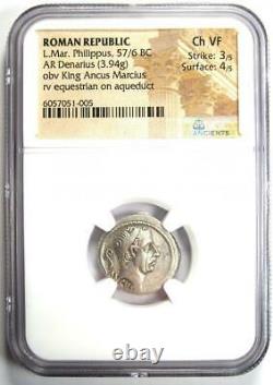 République Romaine L. Mar. Philippus Ar Denarius Coin 57 Av. J.-c. Certifié Ngc Choice Vf