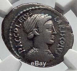 République Romaine Larentia Hero Femme 43 Avant Jc De Rome Et Nymphes Silver Coin Ngc I60173