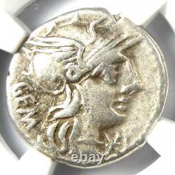 République Romaine M. Abur. Geminus Ar Denarius Coin 132 Av. J.-c. Certifié Ngc Vf