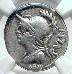 République Romaine Monnaie 100bc Argent Antique Avec Minerva Victoire Chariot Ngc I78051