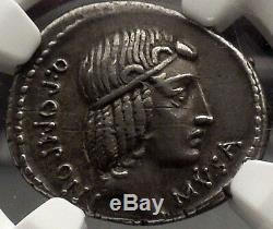 République Romaine Pomponius Musa Hercules Muse Argent Monnaie Ngc Certifié Vf I54517