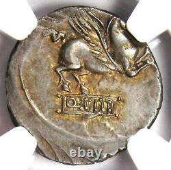 République Romaine Q. Titius Ar Denarius Pegasus Coin 90 Bc Certifié Ngc Xf (ef)