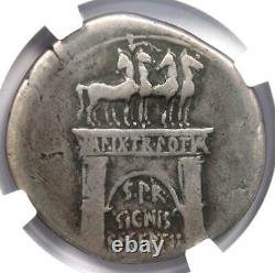 Romain Auguste Ar Cistophorus Coin 19 Bc (pergame, Arc De Triomphe) Ngc Fin