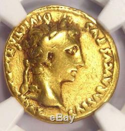 Romain Auguste Or Av Aureus Monnaie 27 Bc 14 Ad Certifié Ngc Condition Fin