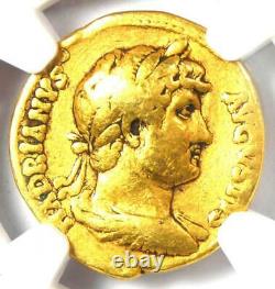 Romain Hadrien Or Av Aureus Coin 117-138 Certifié Ngc Fin