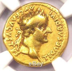 Romain Tibère Or Av Aureus Livia Coin 14-37 Ad Certifié Ngc Choix Fin