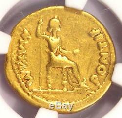 Romain Tibère Or Av Aureus Livia Coin 14-37 Ad Certifié Ngc Choix Fin