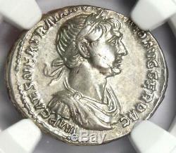 Romain Trajan Ar Denarius Argent Monnaie 98-117 Certifié Ngc Xf Choix (ef De)