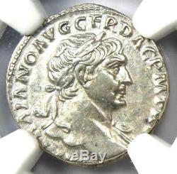 Romain Trajan Ar Denarius Argent Monnaie 98-117 Certifié Ngc Xf Choix (ef De)