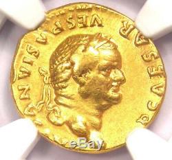 Romain Vespasien Or Av Aureus Coin 69-79 Certifié Ngc Choix Vf (very Fine)