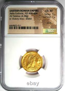 Roman Aelia Eudoxia Av Solidus Gold Coin 400-404 Ad Certifié Ngc Choice Xf