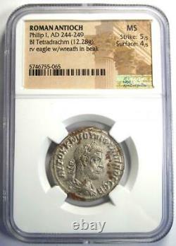 Roman Antioch Philip I Bi Tetradrachm Coin 244-249 Ad Certifié Ngc Ms (unc)