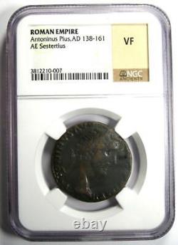 Roman Antoninus Pie Ae Sestertius Copper Coin 138-161 Ad Certifié Ngc Vf