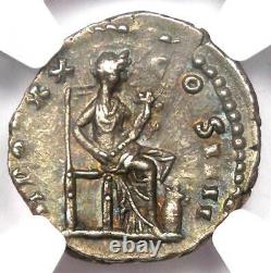 Roman Antoninus Pie Ar Denarius Silver Coin 138-161 Ad. Certifié Ngc Au