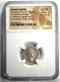 Roman Antoninus Pie Ar Denarius Silver Coin 138-161 Ad. Certifié Ngc Choice Xf