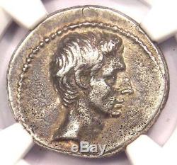 Roman Ar Auguste Octavian Denier D'argent Monnaie 32-29 Bc. Ngc Xf Avec Style Fin