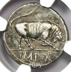 Roman Augustus Octavian Ar Denarius Coin 15 Bc Certifié Ngc Choice Xf (ef)