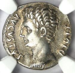 Roman Augustus Octavian Ar Denarius Coin 15 Bc Certifié Ngc Choice Xf (ef)