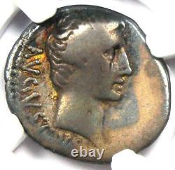 Roman Augustus Octavian Ar Denarius Coin 21 Bc Certifié Ngc Vg