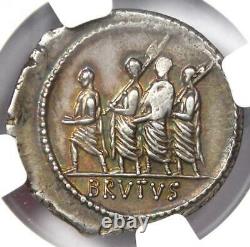 Roman Brutus Ar Denarius Argent Monnaie 42 Bc Certifié Ngc Xf Choix (ef De)