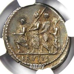 Roman Brutus Ar Denarius Argent Monnaie 54 Bc Certifié Ngc Xf Choix (ef De)
