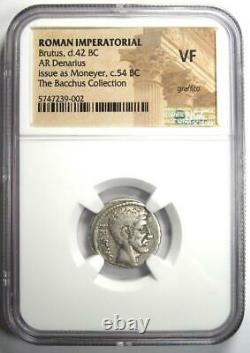 Roman Brutus Ar Denarius Silver Coin 54 Av. J.-c. (issue As Moneyer) Certifié Ngc Vf