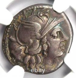 Roman C. Valerius Cf. Flaccus Ar Denarius Silver Coin 140 Bc Certifié Ngc Vf