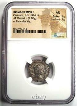 Roman Caracalla Ar Denarius Silver Coin 198-217 Ad Certifié Ngc Au