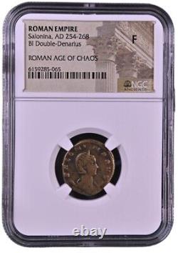 Roman Coin Set Salonina Ad 254-268 Double-denarius Ngc. 1x Argent, 1x Bronze