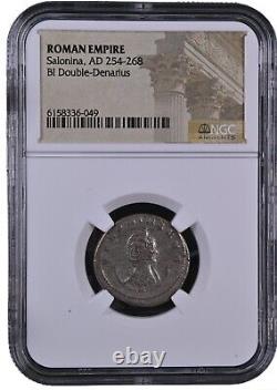 Roman Coin Set Salonina Ad 254-268 Double-denarius Ngc. 1x Argent, 1x Bronze